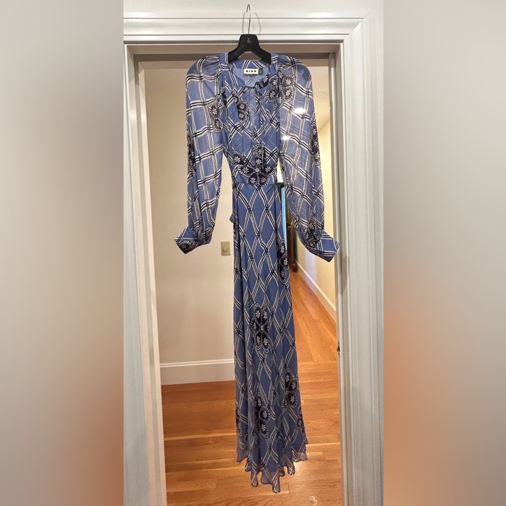 RIXO Aero Long-Sleeve Floral Midi Dress